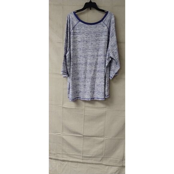 Woman Within Womens Top 3/4 Sleeve Raglan V Stitch Pullover Marled Purple 2X - Picture 2 of 8